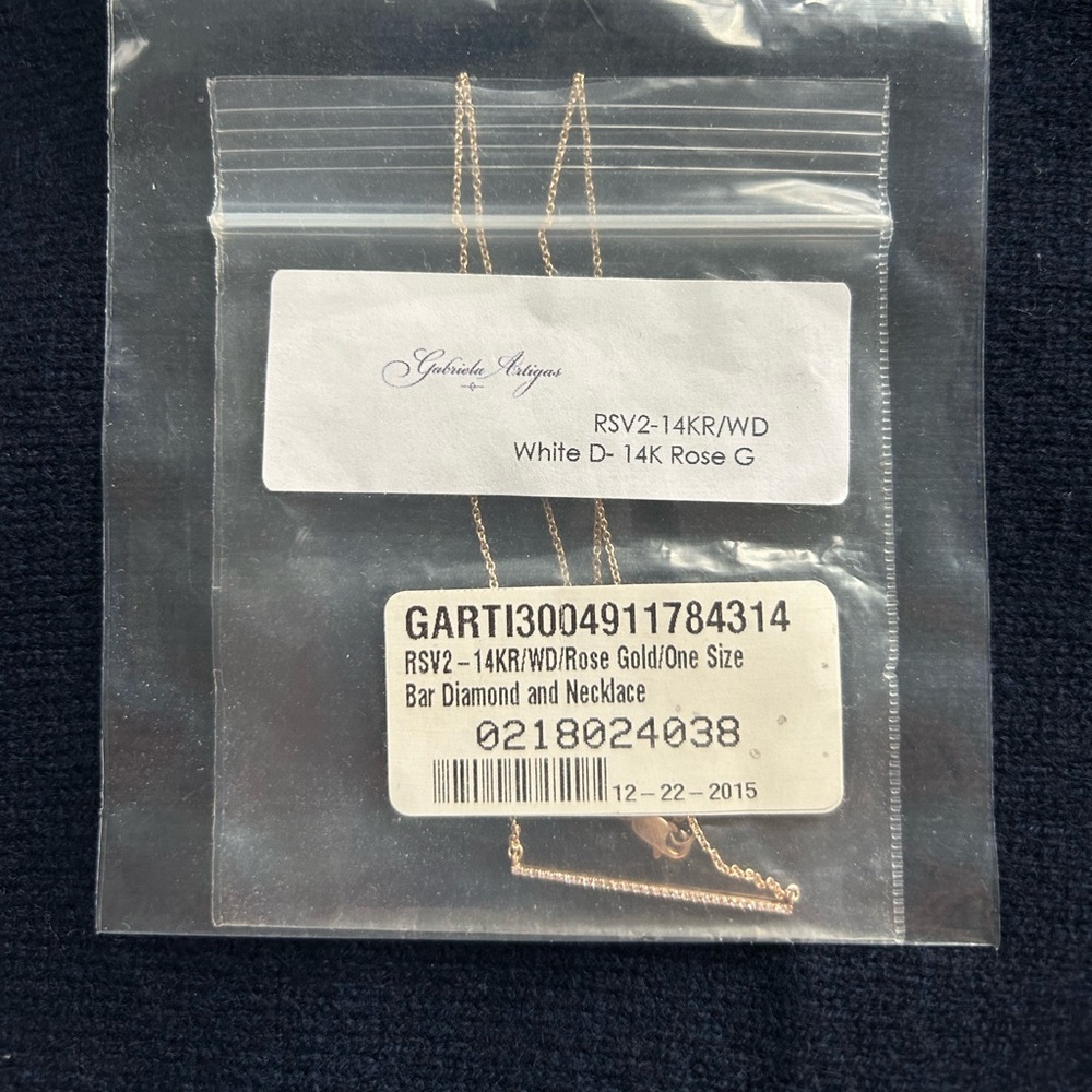 NWT Gabriela Artigas rose gold and diamond bar necklace